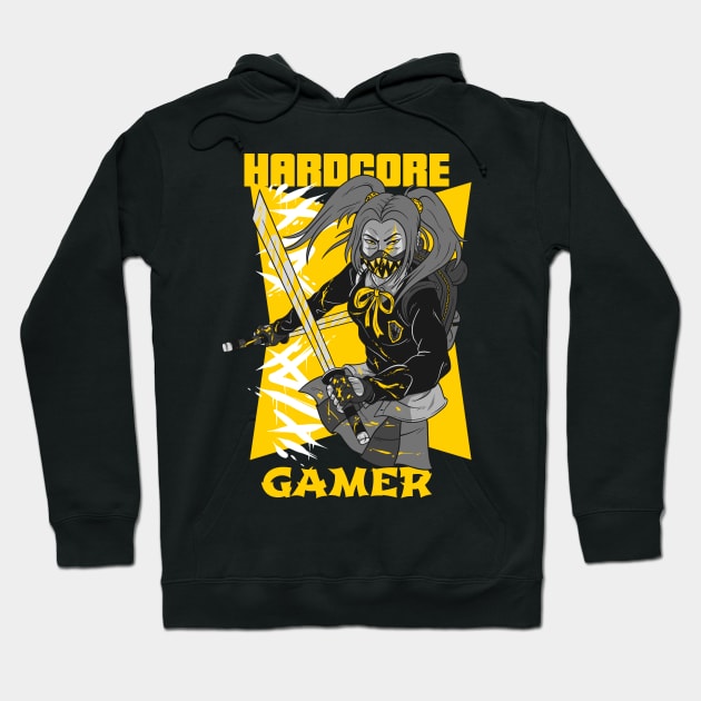 Hardcore Gamer Yellow Ninja Hoodie by Gamers World Store